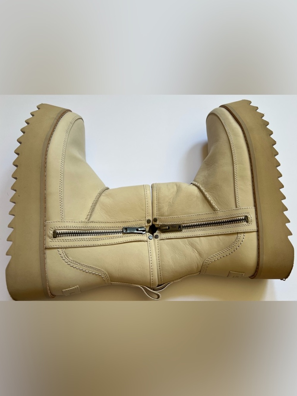 UGG Classic Rebel Biker Mini Boot Bone Size 9 - Picture 8 of 13